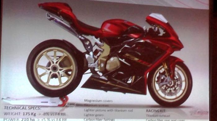 210 ίπποι και 175 στεγνά κιλά είναι τα εντυπωσιακά χαρακτηριστικά της νέας MV Agusta F4 SBK.