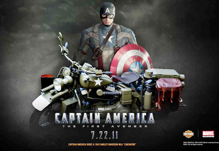 Ο υπέρ-ήρωας Captain America με την ειδικά τροποποιημένη Harley Davidson WLA Liberator του 1942 