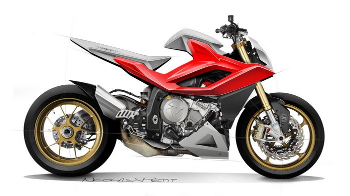 Όμορφη η μίξη BMW S 1000 RR, με το logo της Husqvarna, σε streetfighter προσανατολισμό. Δυστυχώς θα παραμείνει στη φαντασία.