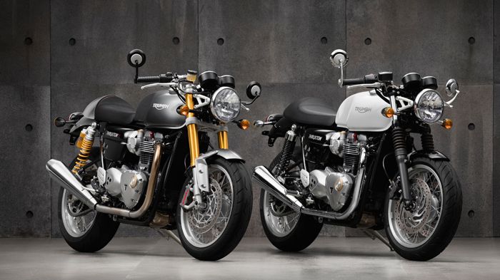 Την ηγεσία της νέας γενιάς Bonneville έχει αναλάβει το Thruxton, σε βασική έκδοση (δεξιά) και R (αριστερά).