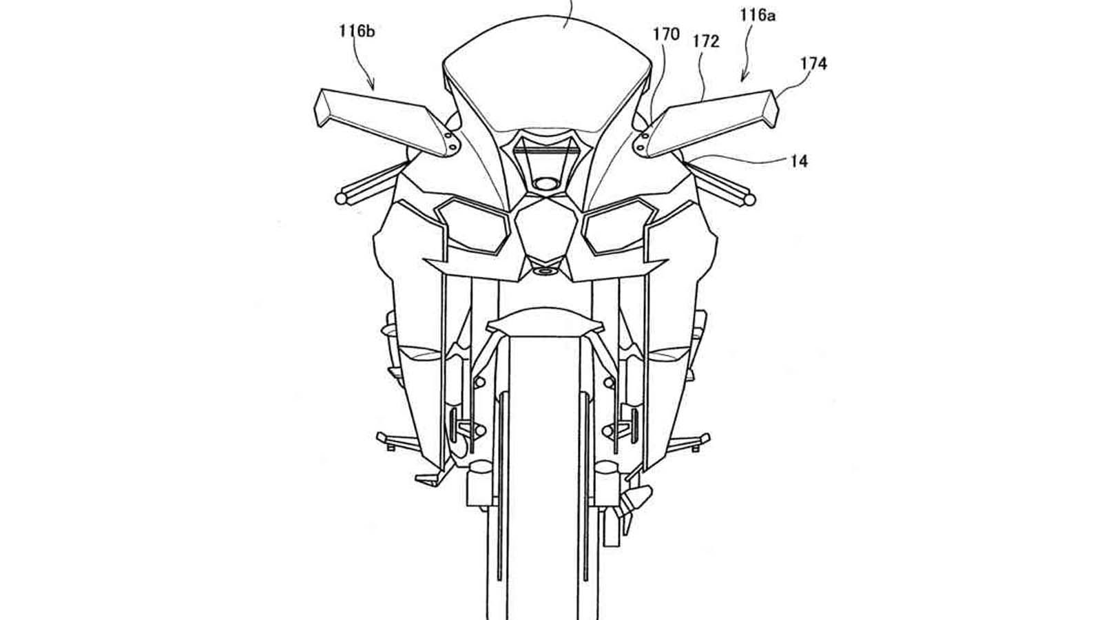 Κάποια από τα σχέδια που κατέθεσε η Kawasaki για το H2R. 