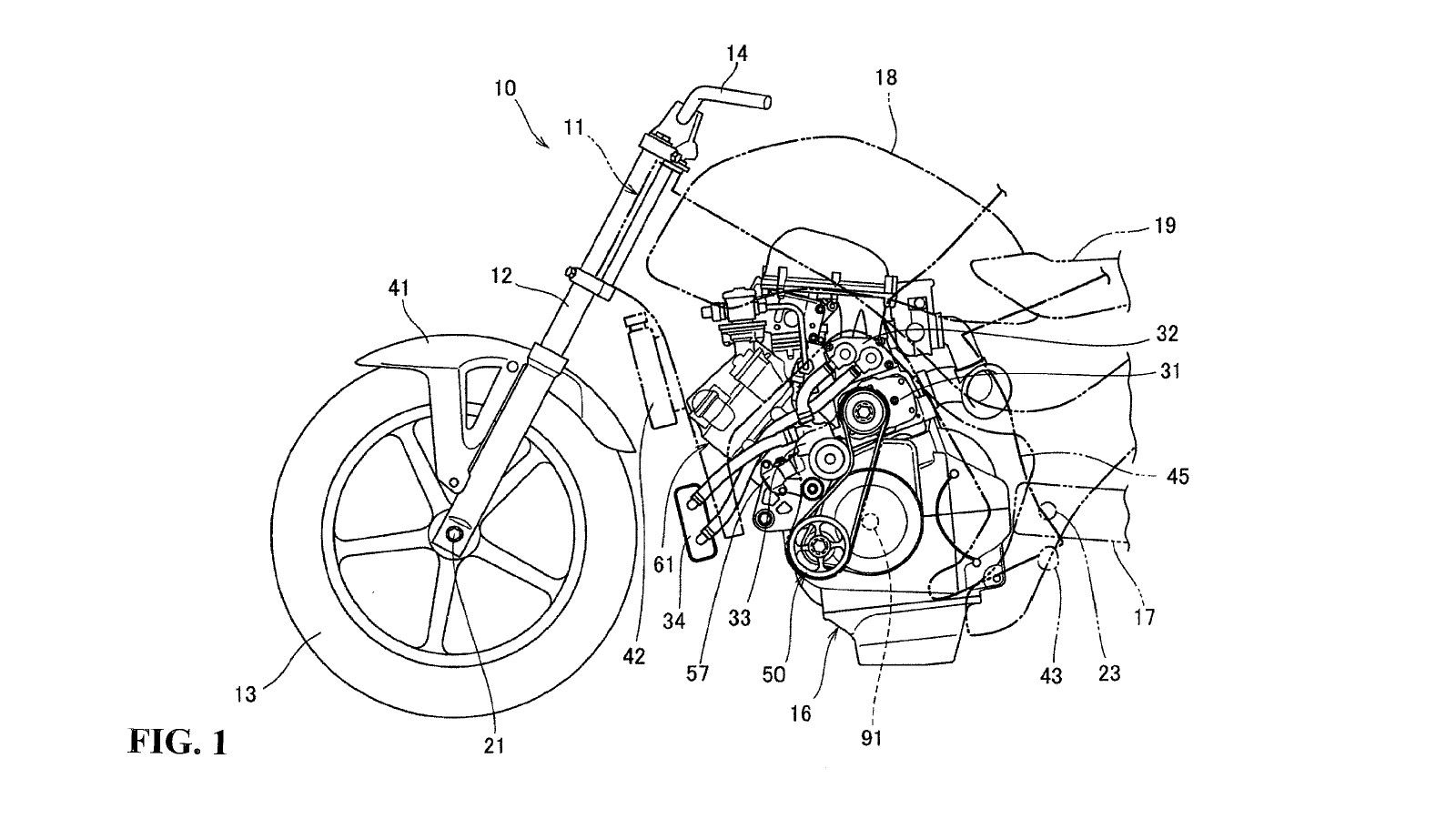 To σχέδιο που απεικονίζει τον κινητήρα, τον κομπρέσορα και το σύστημα κίνησής του. 