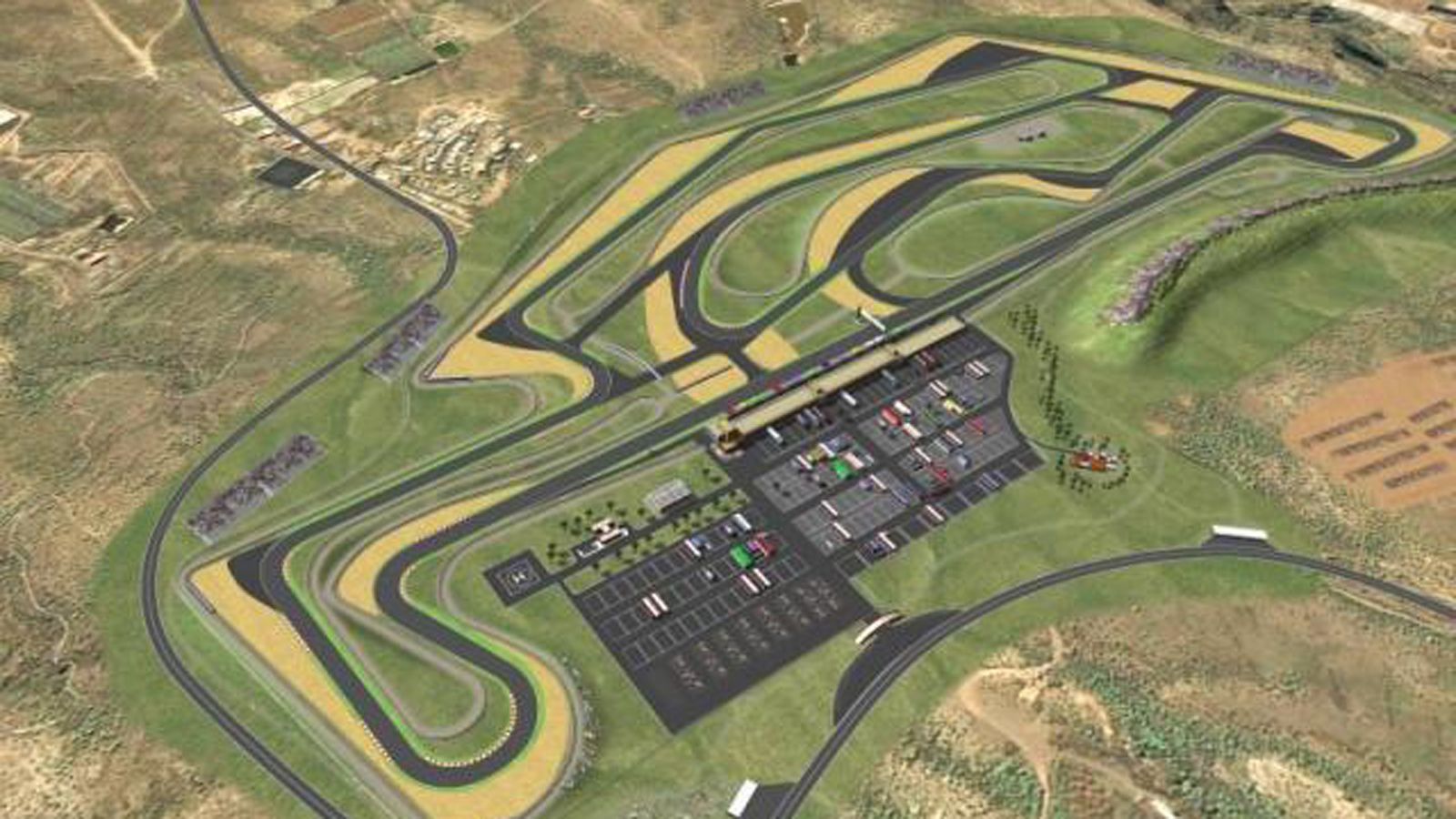 Τρισδιάστατο rendering της πίστας της Τενερίφης, στο οποίο διακρίνεται η χάραξη.