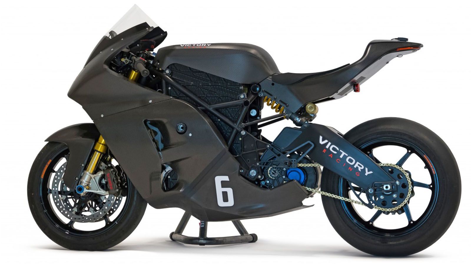 Μαύρη και εντυπωσιακή η Victory RR. Προσέξτε το πλαίσιο-χωροδικτύωμα, αλλά και την τεράστια μπαταρία! 