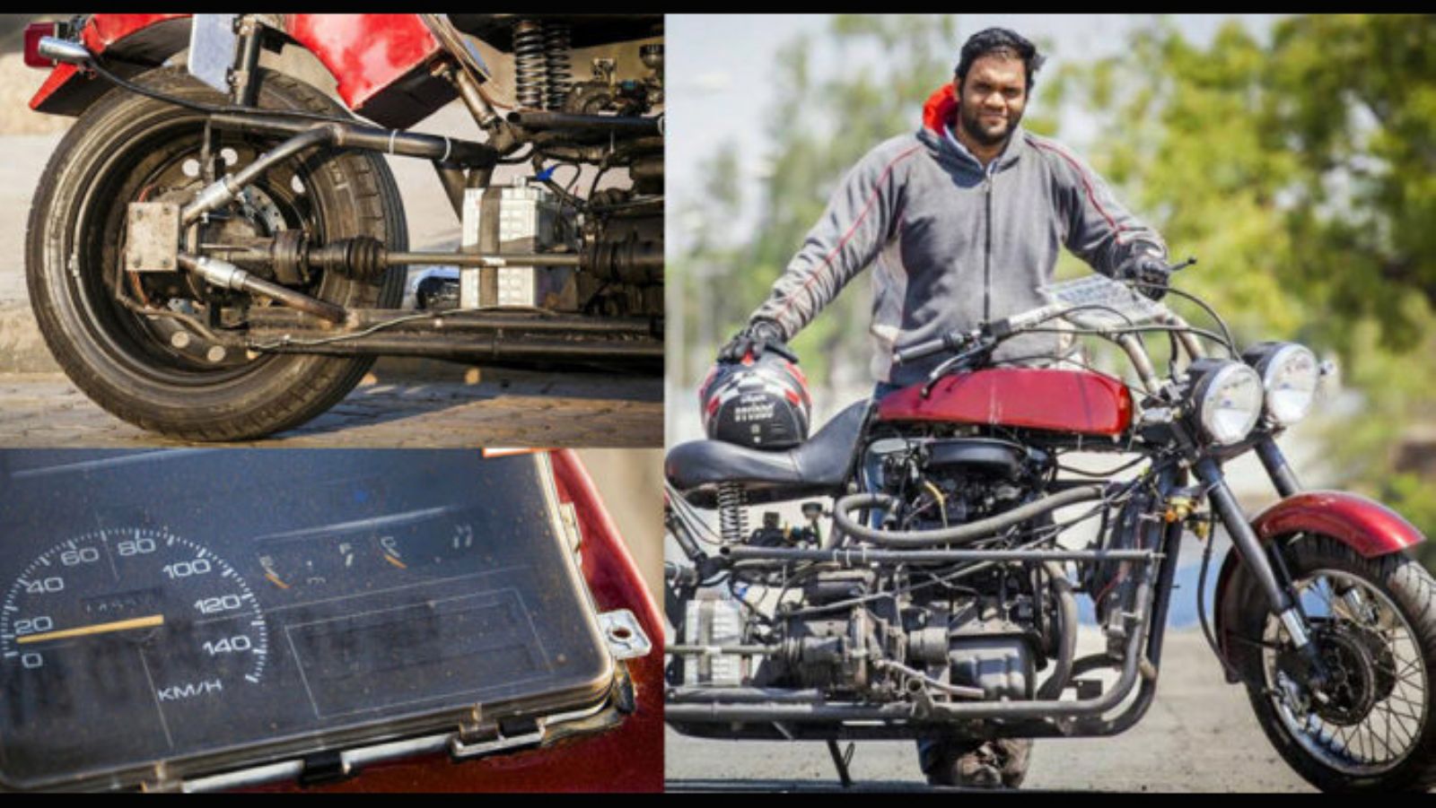 Μια custom μοτοσυκλέτα με κινητήρα Maruti 800 κ.εκ.