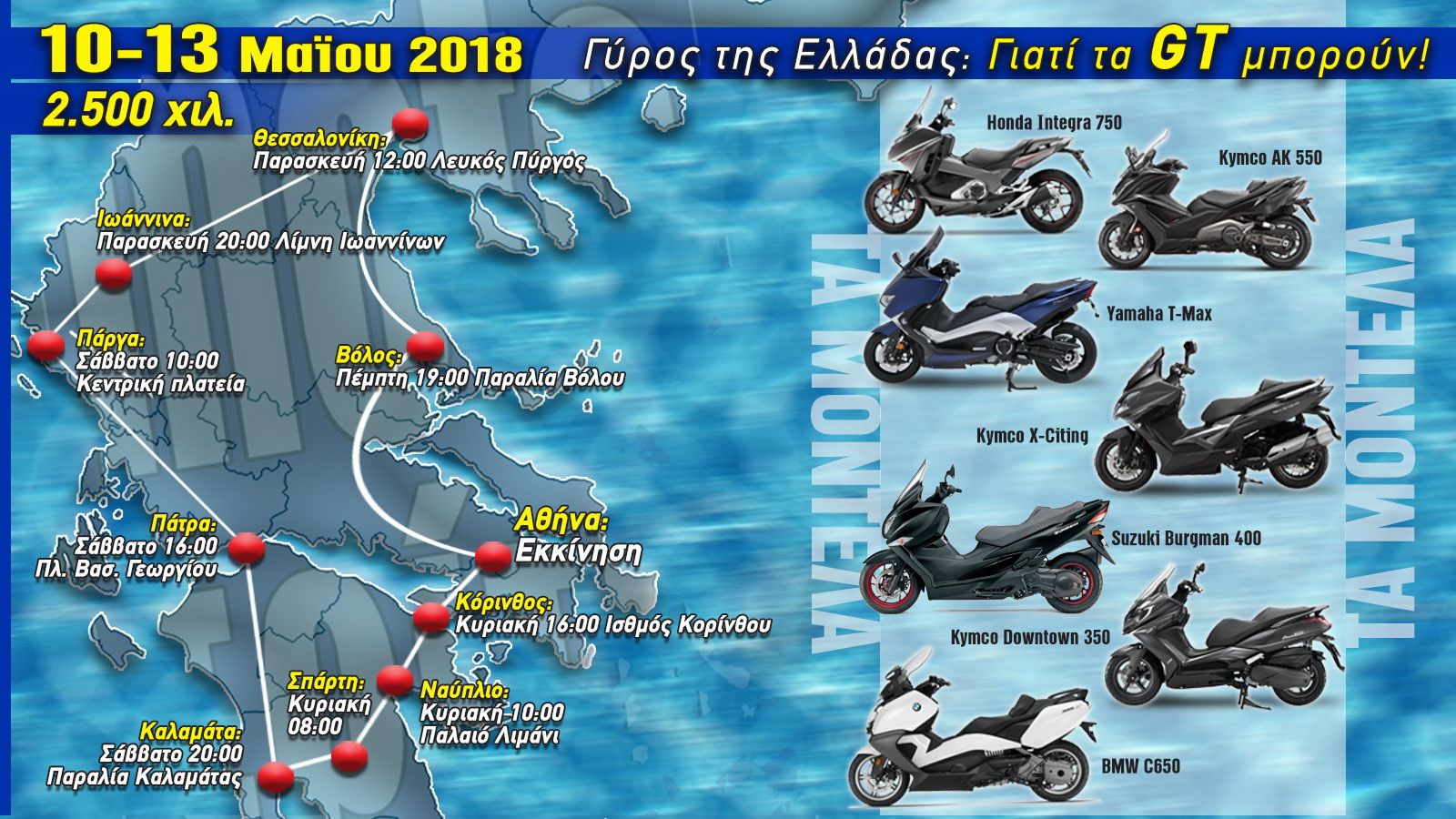7 GT Scooters, 9 πόλεις, 2.500 χιλιόμετρα, ένα μοναδικό εγχείρημα!