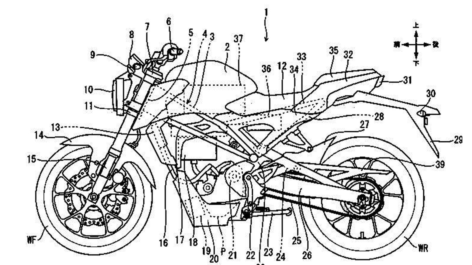 Τα τεχνικά σχέδια της Honda για την νέα μοτοσυκλέτα.