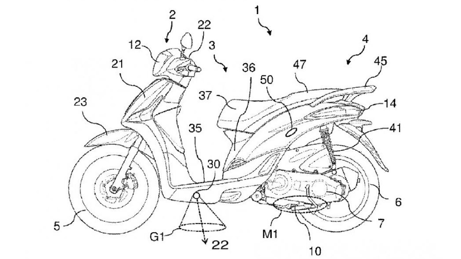 Τα σχέδια της Piaggio για την νέα πατέντα βοηθητικού φωτισμού.
