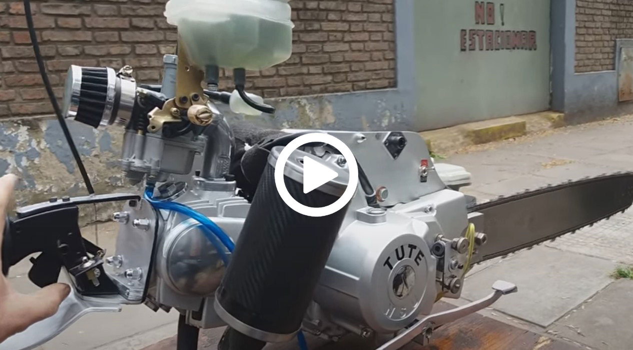 VIDEO: Αλυσοπρίονο με μοτέρ από παπί