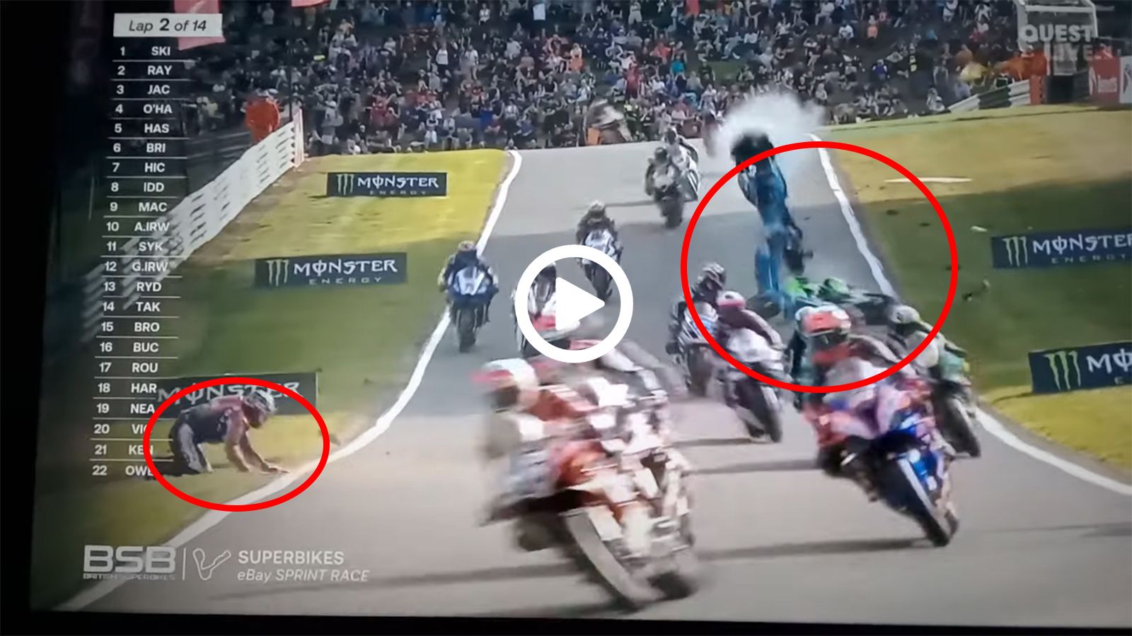 VIDEO: Μακελειό πτώσεων σε αγώνα BSB στο Cadwell