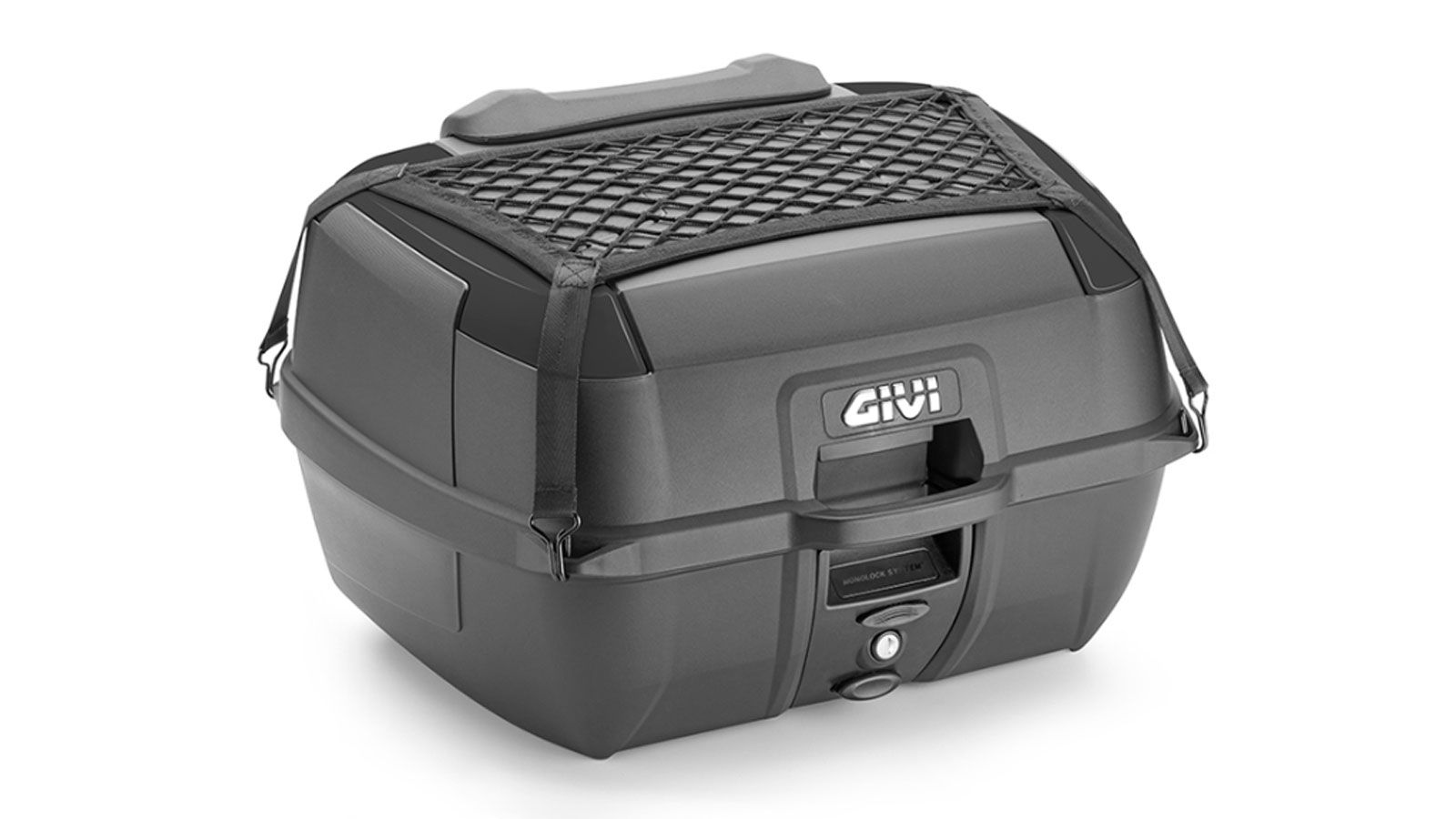GIVI B45B+ : Βαλίτσα 45 Λίτρων Monolock Μαύρη με Πλάτη & Ελαστικό Δίχτυ