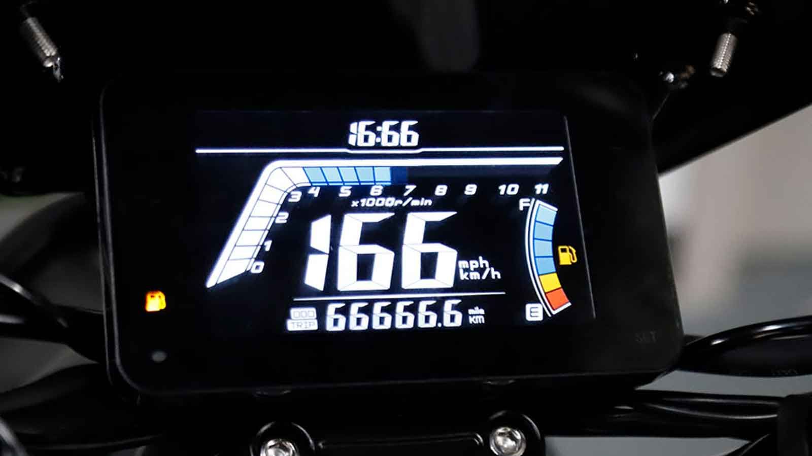 ψηφιακή οθόνη LCD με μοντέρνο σχεδιασμό όπου στο κέντρο προβάλλονται όλες οι ενδείξεις