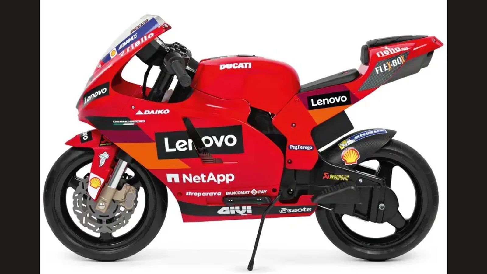 Το δεύτερο, πιο εντυπωσιακό, είναι μια μικρογραφία της Desmosedici GP, με αγωνιστικό look, αυτοκόλλητα χορηγών, φέρινγκ και ενσωματωμένο ηχοσύστημα πο