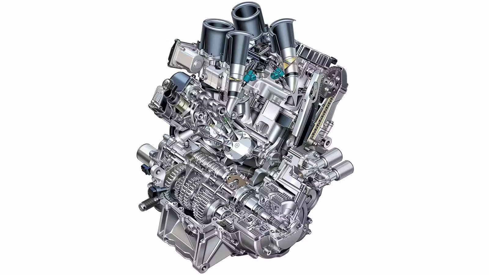 Ο παλιός 1200άρης V4 της Honda ξεχώριζε για το big-bang firing order (104-256-104-256), χάρη στη γωνία 76 μοιρών και τις μπιέλες με διαφορά 28 μοιρών.