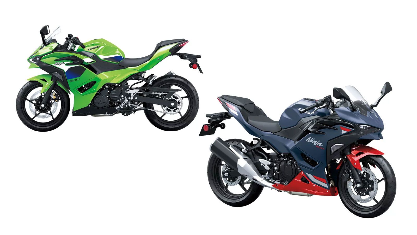 Ninja 500 SE και το Ninja ZX-4RR συμπληρώνουν τη γκάμα με νέες, πιο τολμηρές επιλογές. Η νέα αισθητική φιλοσοφία ενισχύει τη δυναμική εικόνα των μοντέ
