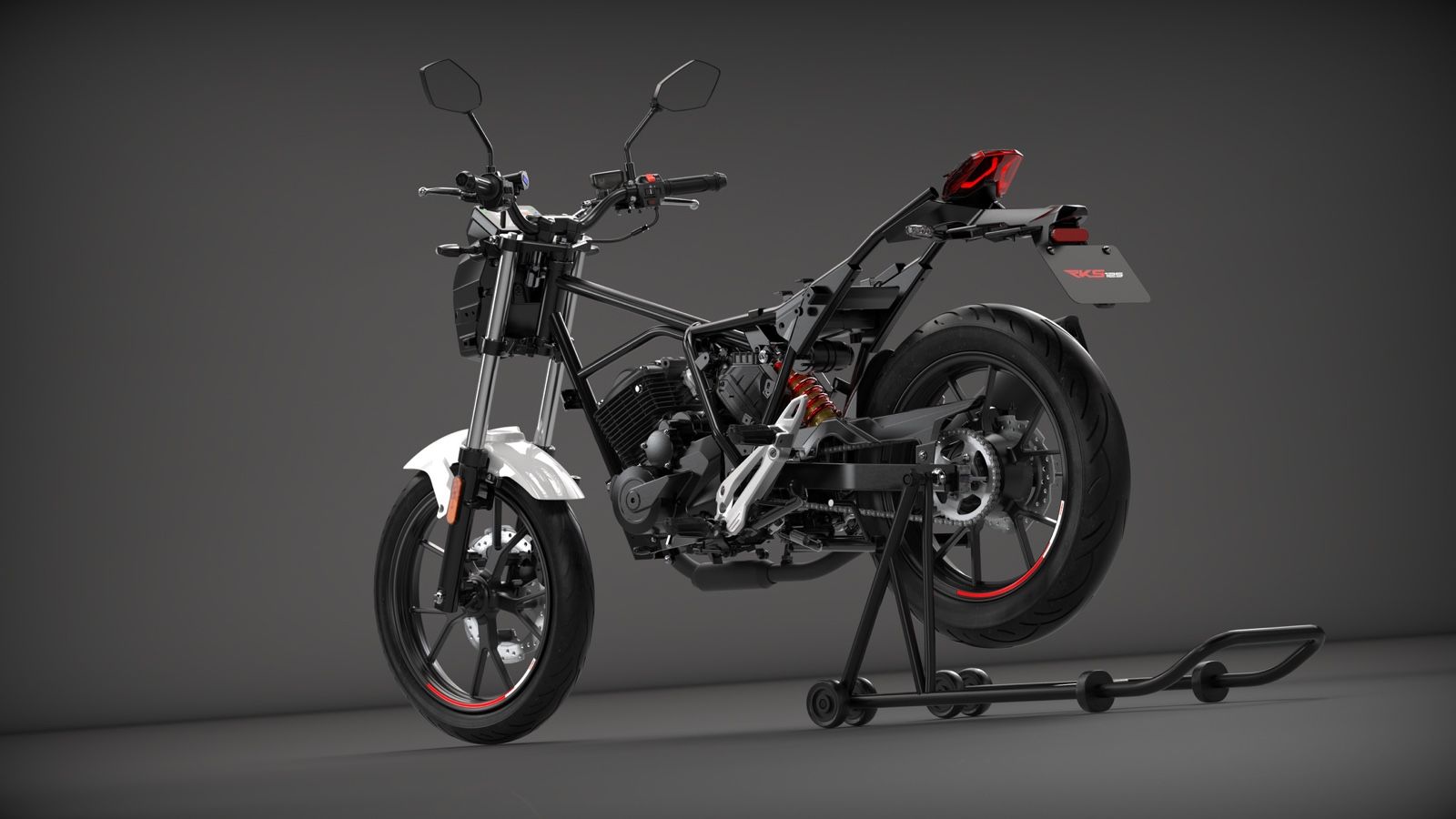 Στο οπίσθιο μέρος φέρει ένα ρυθμιζόμενο  αμορτισέρ Pro-link.