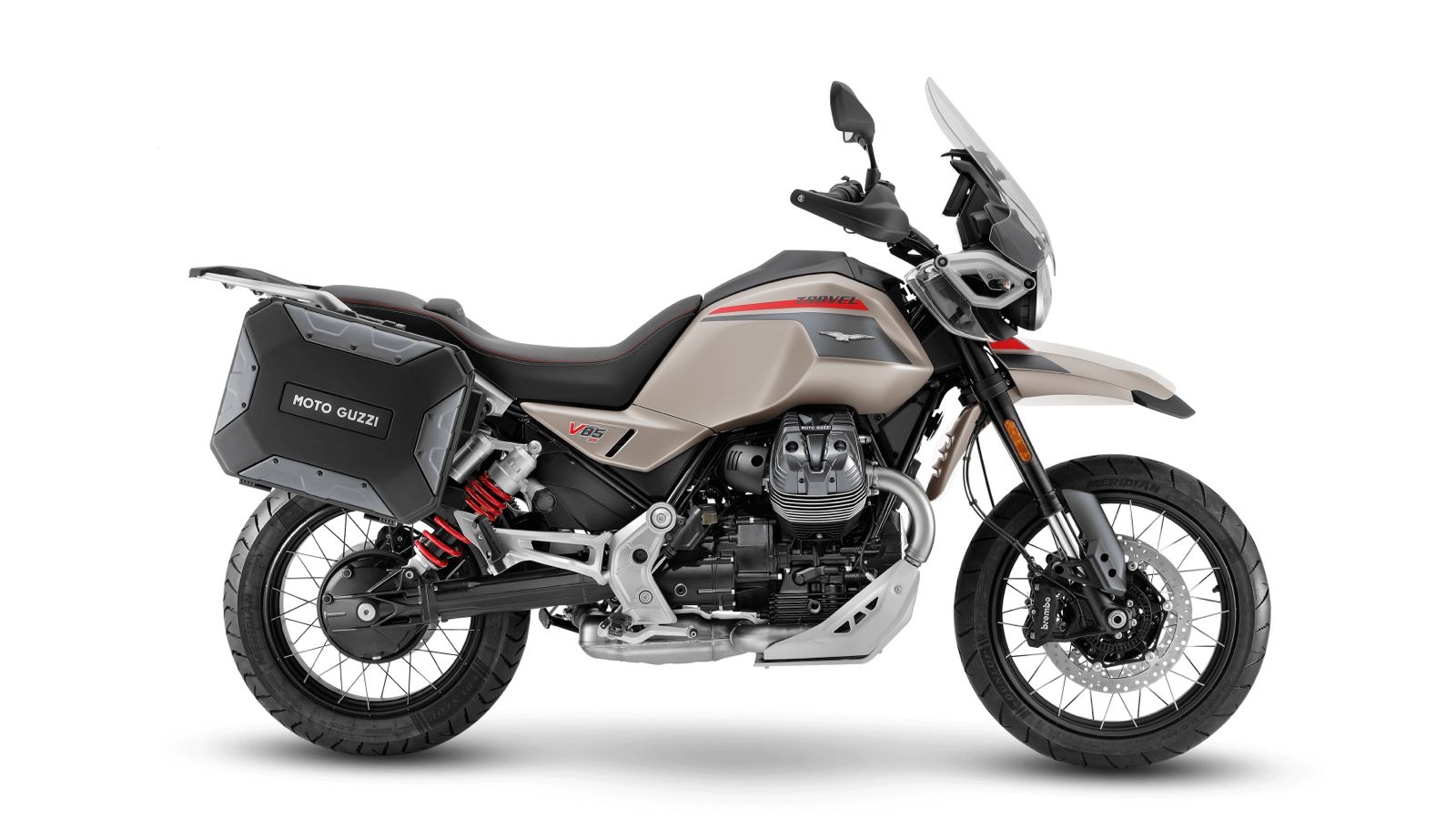 Η πλουσιότερη έκδοση, V85TT Travel, με θερμαινόμενα γκριπ, θερμαινόμενη σέλα, μεγαλύτερο ανεμοθώρακα και δύο βαλίτσες.