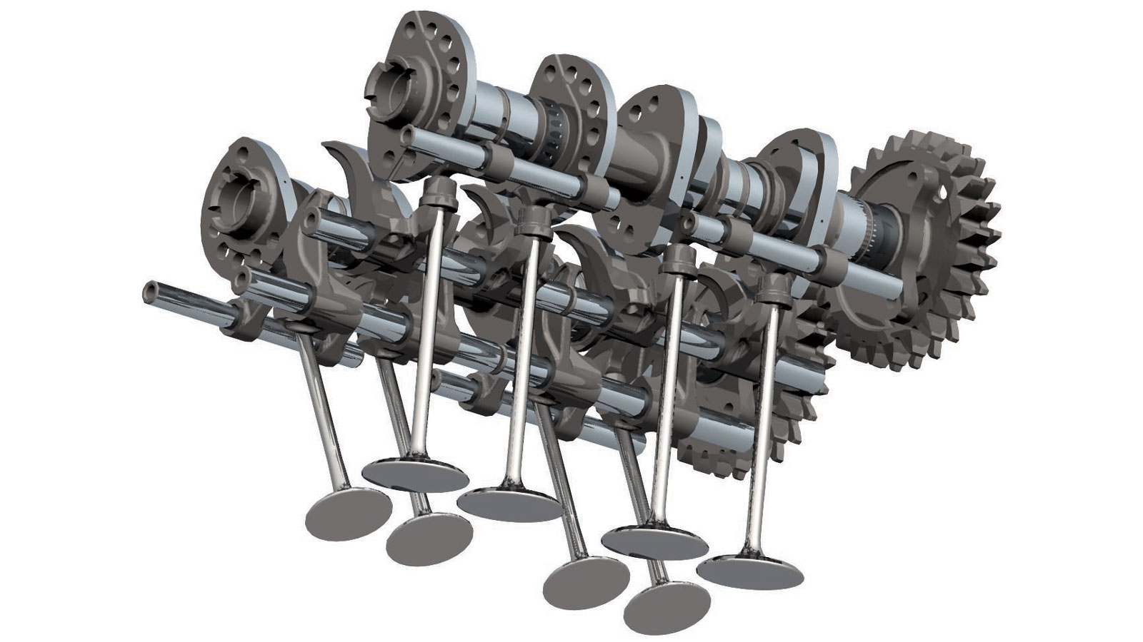 Σύστημα διπλού επικεφαλής εκκεντροφόρου (DOHC) με 4 βαλβίδες ανά κύλινδρο, σε δικύλινδρο εν σειρά κινητήρα, όπως είναι μέσα σε αυτόν γυμνό. 