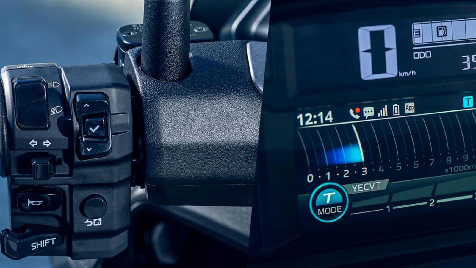 Το νέο NMAX 155 Tech MAX διαθέτει μια ακόμα πρωτοποριακή λειτουργία: το downshift, δηλαδή το “κατέβασμα ταχυτήτων” με το πάτημα ενός κουμπ