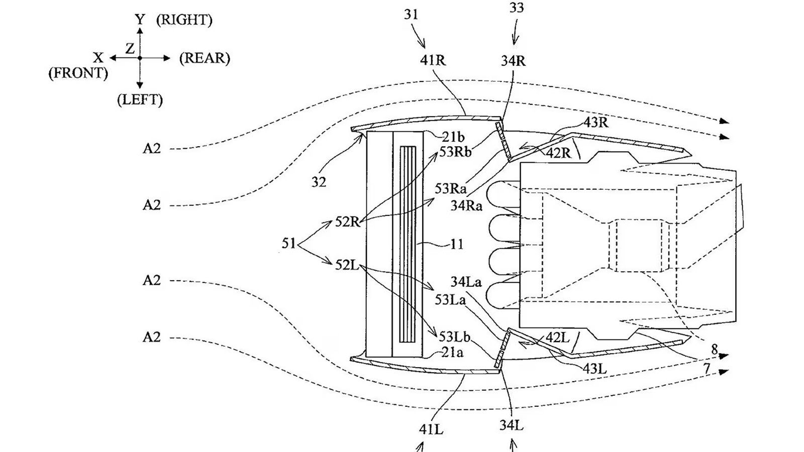 Σε αντίθεση με τις κλασικές λύσεις που εμποδίζουν την είσοδο αέρα στο ψυγείο, η πατέντα της Yamaha για την R1 προτείνει έξοδος θερμού αέρα μέσω κινητώ