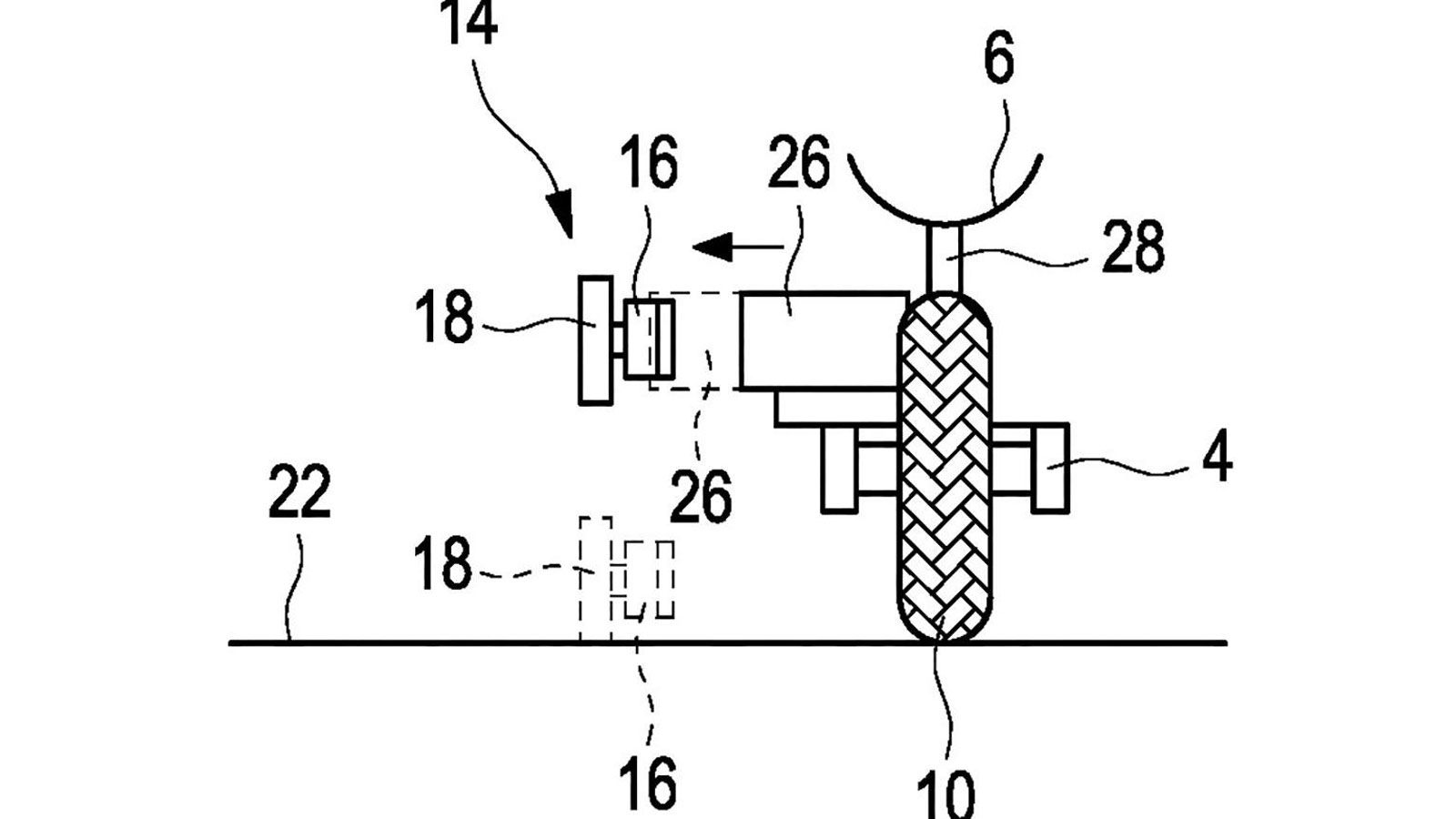 Η BMW στην πατέντα της απορρίπτει λύσεις τύπου γυροσκοπίου λόγω βάρους και πολυπλοκότητας.
Αντί αυτών, προτείνει σύστημα με οκτώ μικρούς βοηθητικούς 