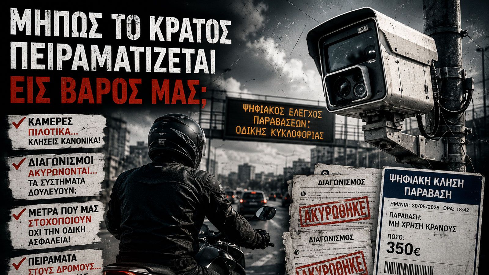 Μήπως το κράτος πειραματίζεται εις βάρος μας; - Τι γίνεται τελικά στο δρόμο;