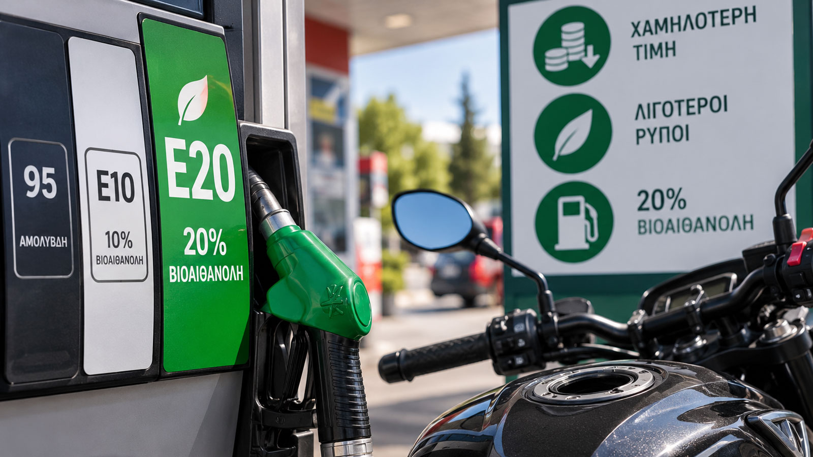 Βενζίνη E20 με 20% βιοαιθανόλη για χαμηλότερο κόστος ανεφοδιασμού Βενζίνη E20 με 20% βιοαιθανόλη για χαμηλότερο κόστος ανεφοδιασμού