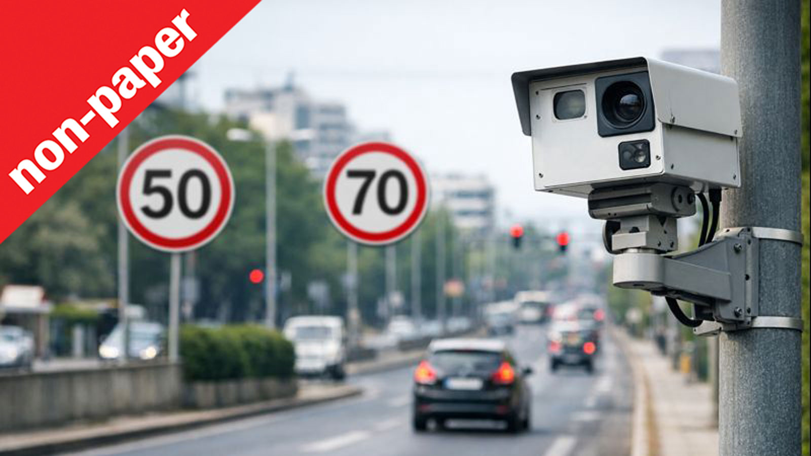 AI κάμερα ελέγχου ταχύτητας σε αστικό δρόμο της Αθήνας