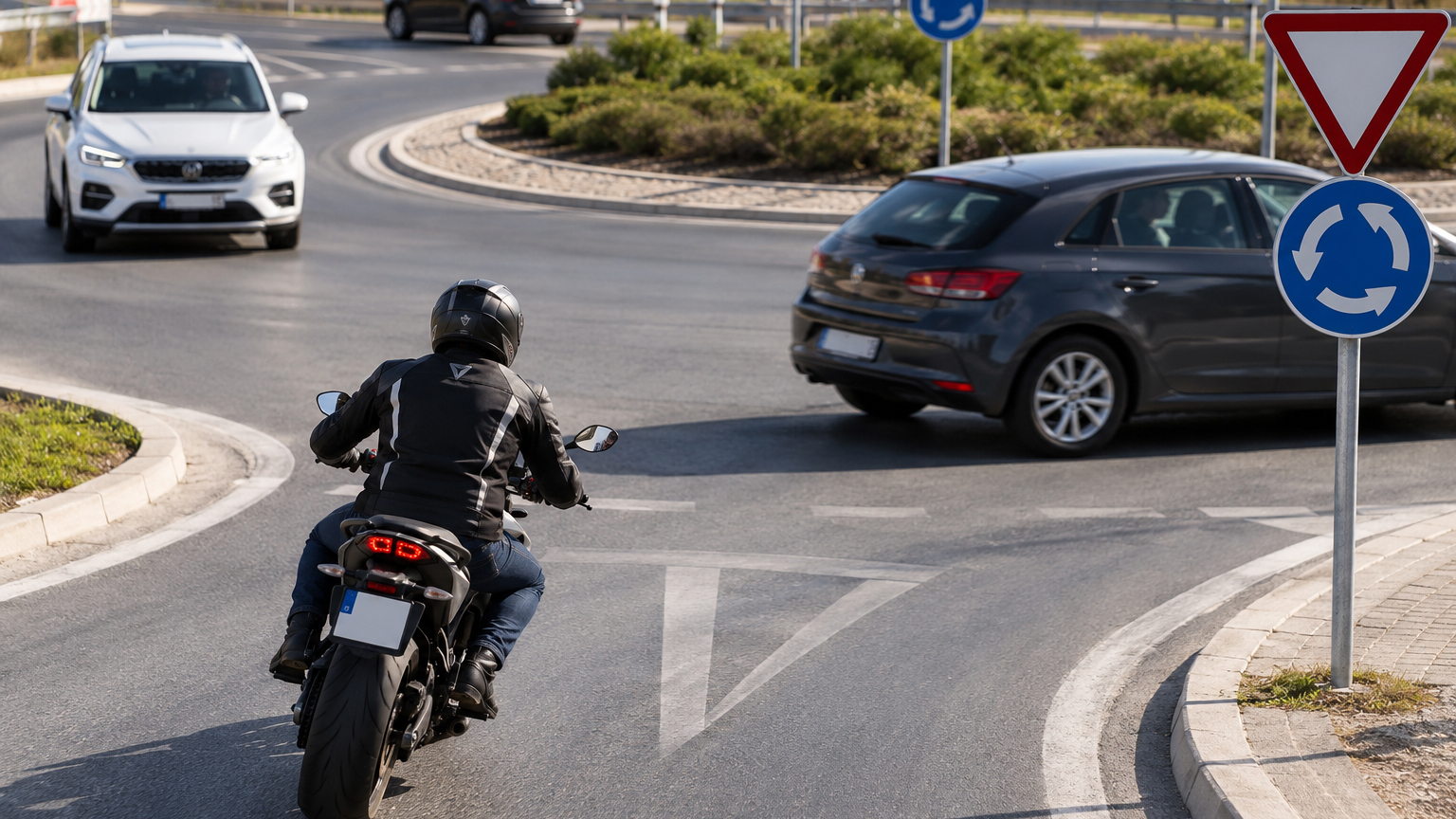 Κυκλικός κόμβος: Πού κινδυνεύει περισσότερο μια μοτοσυκλέτα; Κυκλικός κόμβος: Πού κινδυνεύει περισσότερο μια μοτοσυκλέτα;