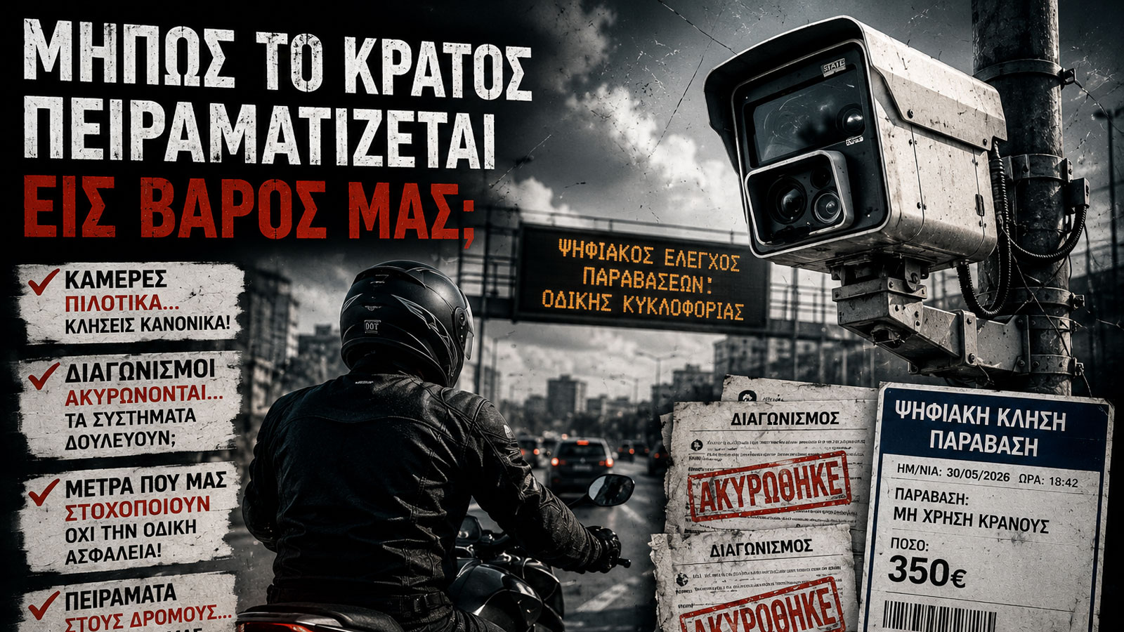 Μήπως το κράτος πειραματίζεται εις βάρος μας; - Τι γίνεται τελικά στο δρόμο;