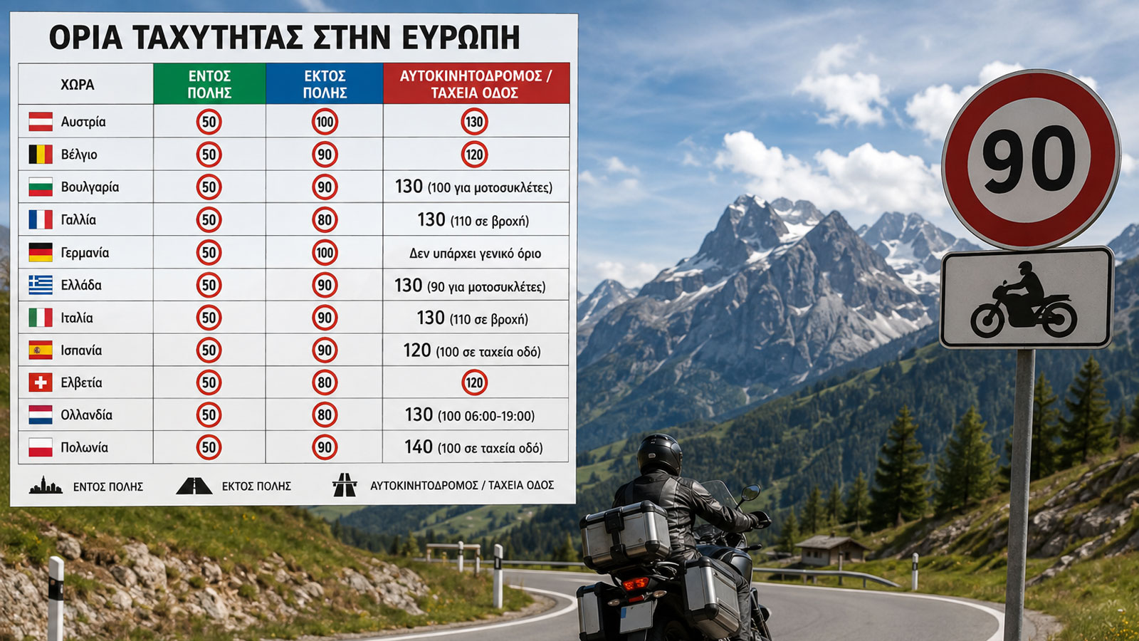 Όρια ταχύτητας στην Ευρώπη: Τι ισχύει σε κάθε χώρα για τις μοτοσυκλέτες Όρια ταχύτητας στην Ευρώπη: Τι ισχύει σε κάθε χώρα για τις μοτοσυκλέτες
