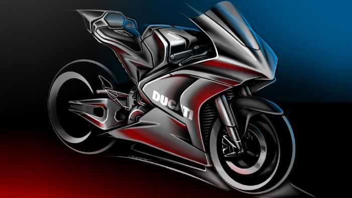 Η εικόνα της ηλεκτρικής μοτοσυκλέτας, που δημοσίευσε η Ducati. 