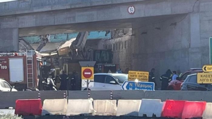 Φωτογραφία από το σημείο του ατυχήματος στα Μέγαρα. 