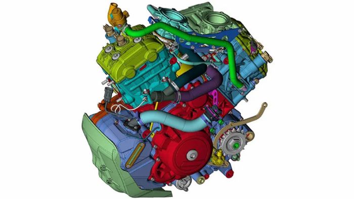 Τα σχέδια του νέου κινητήρα που κατοχύρωσε η Qianjiang. Οι ομοιότητες με το μοτέρ 1290 της KTM είναι εμφανείς. 