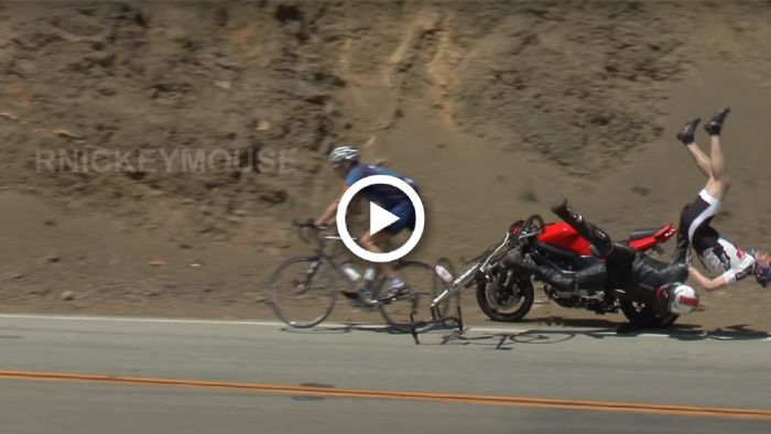 VIDEO: Αναβάτης πέφτει πάνω σε ποδηλάτες 
