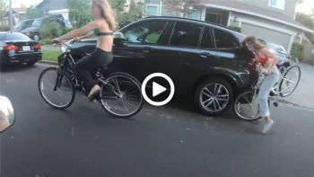 Κοπελίτσα με ποδήλατο καρφώνεται σε SUV γιατί χάζευε(video)