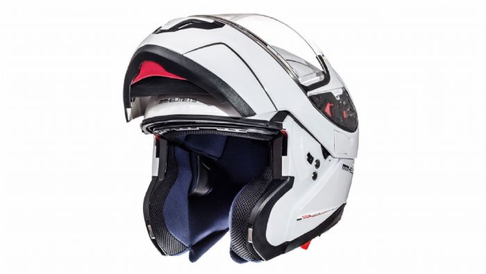 Κράνος Ανοιγόμενο MT Helmets Atom με Εσωτερική Φιμέ Ζελατίνα Ασπρο