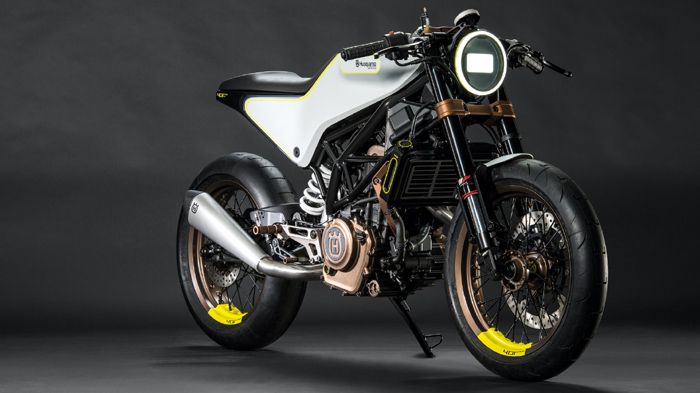 Το μεγάλύτερο σε κυβισμό cafe racer της Husqvarna αναμένεται να έχει σαφείς σχεδ Το μεγάλύτερο σε κυβισμό cafe racer της Husqvarna αναμένεται να έχει σαφείς σχεδιαστικές επιρροές από το concept 401 Vitpilen που βλέπετε στη φωτογραφία.