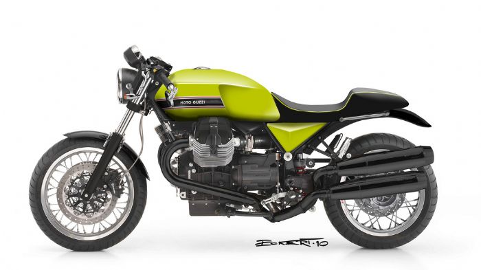 Μια προχώ υποθετική μορφή του φημολογούμενου Moto Guzzi V9 Cafe Racer. Μια προχώ υποθετική μορφή του φημολογούμενου Moto Guzzi V9 Cafe Racer.