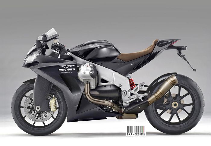 Ο Lucas Βar προτείνει ένα sport μοντέλο με το λογότυπο της Moto Guzzi, δύσκολα, όμως, θα δούμε κάτι παρόμοιο από τους Ιταλούς.