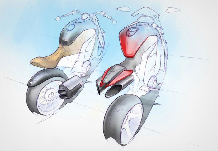 Το πρώτο σχέδιο της σύγχρονης μοτοσικλέτας Ariel μαρτυρά ότι έχουμε να κάνουμε με γυμνό μοντέλο