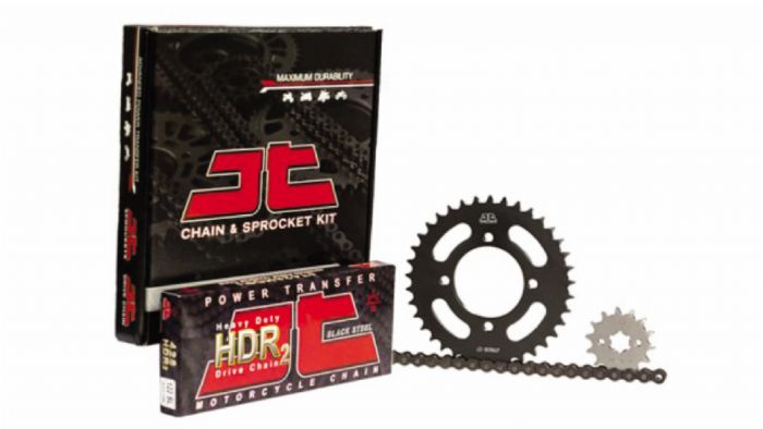 Νέo set κίνησης JT για το νέο YAMAHA Crypton 115 S σε 420 και 428 βήμα με μαύρη ενισχυμένη αλυσίδα HDR