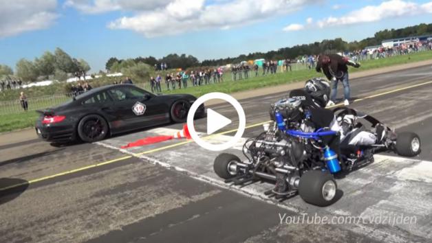 VIDEO: Καρτάκι με μοτέρ από CBR 1000 ξεφτιλίζει Porsche 1300 ίππων VIDEO: Καρτάκι με μοτέρ από CBR 1000 ξεφτιλίζει Porsche 1300 ίππων