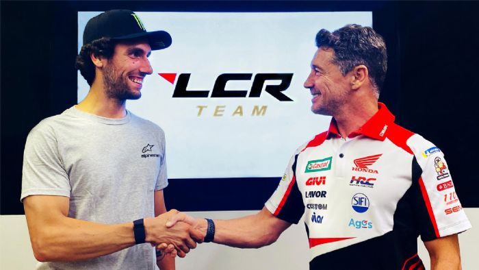 O Alex Rins (αριστερά), με τον επικεφαλής της LCR Honda, Lucio Cecchinello. 