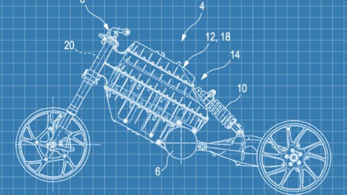 Το κύριο σχέδιο της BMW που δείχνει την βασική δομή της μοτοσυκλέτας. 