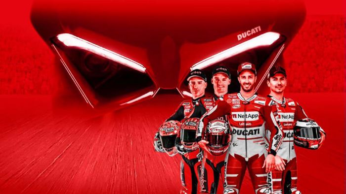 Μοναδικό θέαμα θα χαρίσουν οι 4 άσσοι της Ducati από τα παγκόσμια πρωταθλήματα. Μοναδικό θέαμα θα χαρίσουν οι 4 άσσοι της Ducati από τα παγκόσμια πρωταθλήματα.