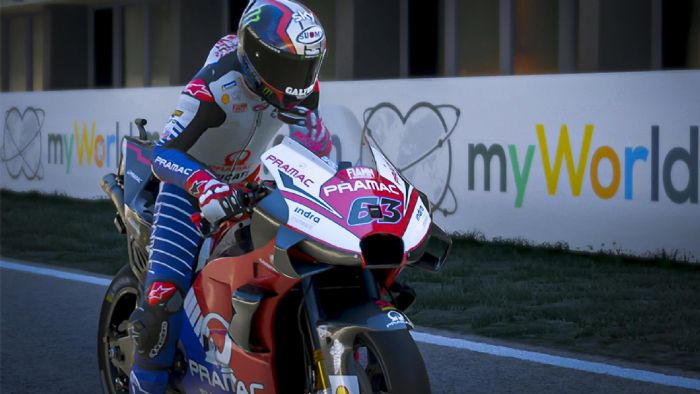 O Fransesco Bagnaia στο ψηφιακό grid της εκκίνησης. O Fransesco Bagnaia στο ψηφιακό grid της εκκίνησης.