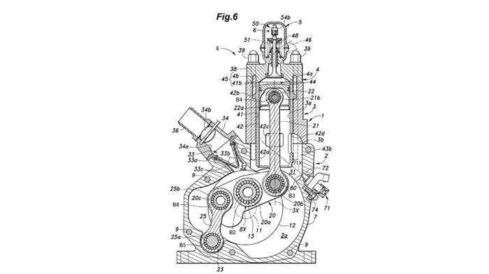 Αριστερά διακρίνεται η εισαγωγή καυσίμου με πεταλούδα και από μέσα η βαλβίδα ree Αριστερά διακρίνεται η εισαγωγή καυσίμου με πεταλούδα και από μέσα η βαλβίδα reed. Δεξιά στο ύψος του στροφάλου βρίσκεται το μπεκ που ψεκάζει άμεσα μέσα στον κύλινδρο.