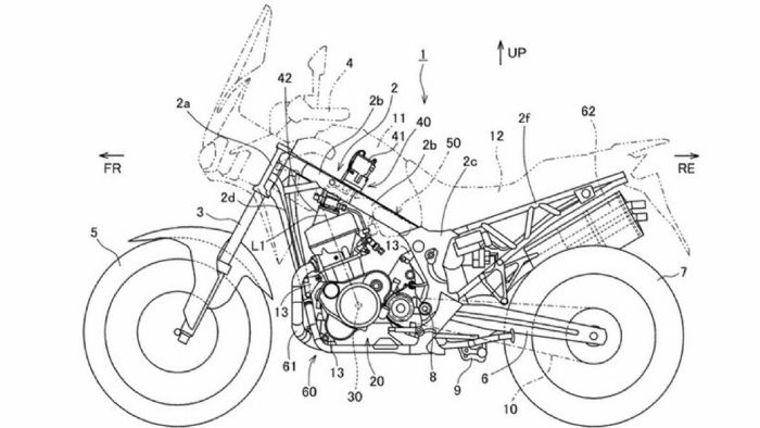 Τα τεχνικά σχέδια που συνδέονται με τον νέο κινητήρα της Honda Africa Twin. 