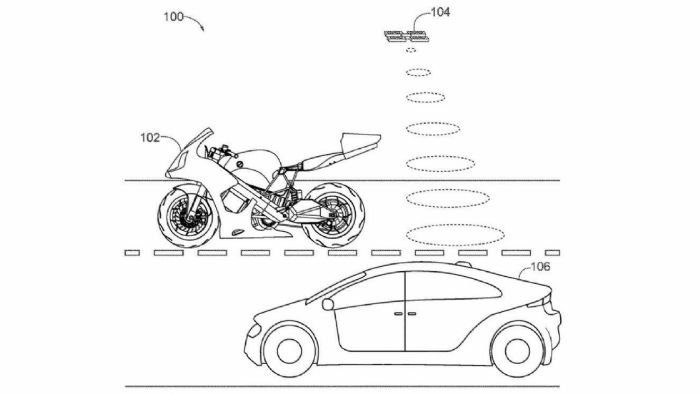 Μερικά από τα σχέδια της πατέντας της Honda, για την μοτοσυκλέτα με το Drone. 